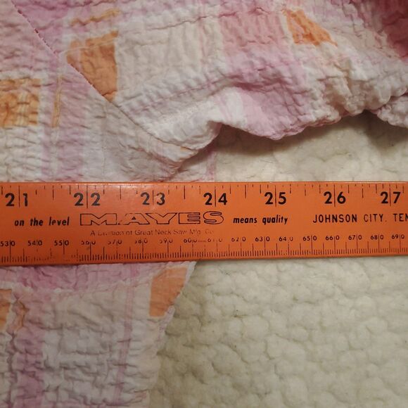 Rebecca Malone Pink Seersucker Top Button Blouse Size 1X Roll Tab Sleeves - Picture 7 of 10